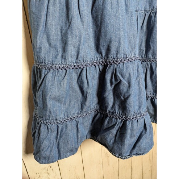 Vintage Denim Maxi Skirt Large 12/14 Boho Cottagecore Hippie Western Prairie - Picture 5 of 7